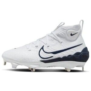 Size 9 Nike Alpha Huarache NXT Baseball Cleats Metal White Navy DJ6517-103